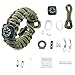 CAMPSNAIL Paracord Bracelet EDC Emergency Kit - Survival Kit with Firestarter, Compass, Fishing Gear for Outdoors and Survial (Army Green)