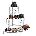 Black Floral Design Metal Step Style 3 Tier Corner Shelf Flower Pots, Planters Display Stand / Shoe Rack