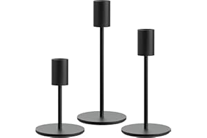 FSyueyun Black Candle Holder Taper Candle Holders, Set of 3 Candle Stick Holders Decor for Mantel Table Centerpiece, Used for Wedding, Dinning, Housewarming Gift