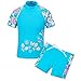 TFJH E Toddler Girls Swimwear 2pcs Sun Protection UPF 50+ Swimsuit Blue Short 8A