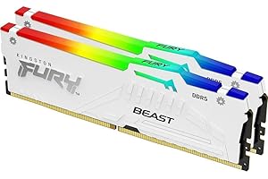 Kingston Fury Beast White RGB 64GB (2x32GB) 6000MT/s CL36 DDR5 Expo DIMM | Infrared Syncing | Fury CTRL Software | Overclocki