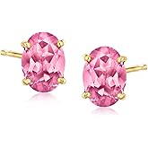 Ross-Simons 1.60 ct. t.w. Oval Pink Tourmaline Stud Earrings in 14kt Yellow Gold
