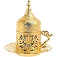 Alisveristime (1 Pc Turkish Greek Arabic Coffee Espresso Cup Saucer (Lale) (Gold)