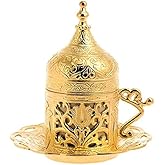 Alisveristime (1 Pc Turkish Greek Arabic Coffee Espresso Cup Saucer (Lale) (Gold)