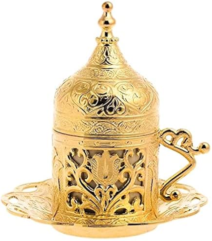 DEMMEX 2023 Service à café turc grec arabe complet avec tasses, soucoupes, couvercles, sucrier, plateau et cafetière en cuivre, 12 pièces