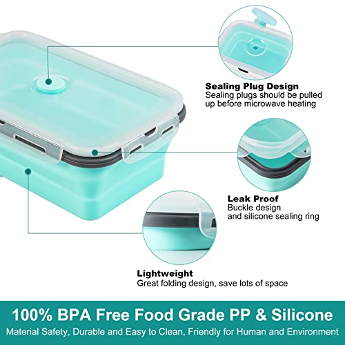 Set of 4 Silicone Collapsible Food Storage Containers with Lids