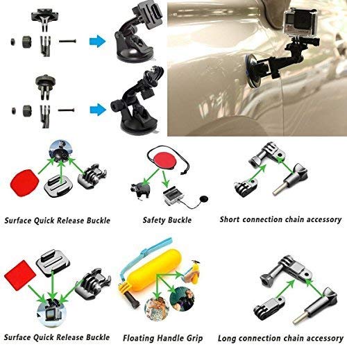 SmilePowo Sports Action Camera Accessory Kit for GoPro Hero6，5 Black, Hero 5,4,3,2,1，Session,GoPro Fusion，DBPOWER,AKASO,APEMAN,SJ CAM,XIAO YI ,2，Sony ,Sports Camera