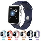 Apple Watch Replacement Band,Teslasz Soft Silicone Replacement Sports Wristbands Straps for Apple iWatch All Models (Dark blue 38 MM)