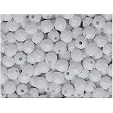BeadTin Bright White Opaque 8mm Faceted Round Plastic Craft Beads (450pcs)