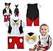 Baby Boy 3D Bowtie Photo Prop Romper Onesie Toddler Boy Cartoon Jumpsuit red