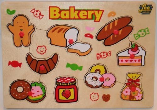 Lee Brothers Toys Bakery Wooden Peg Puzzle with Names Under Each Peice by Lee Brothers Toys