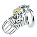 Uleade Male Chastity Device Cock Cage Steel Metal Silver Locked Cage Sex Toy for Men (3 Rings), Lock and 2 Keys Included