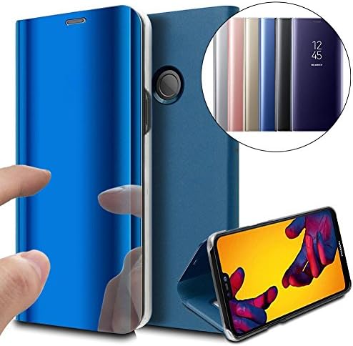 Huawei P20 Pro Case EMAXELER Stylish Mirror Plating Flip Full Body Protective Reflection Ultra Thin Hard Anti-Scratch Shockproof Electroplate Frame For Huawei P20 Pro Mirror:Blue