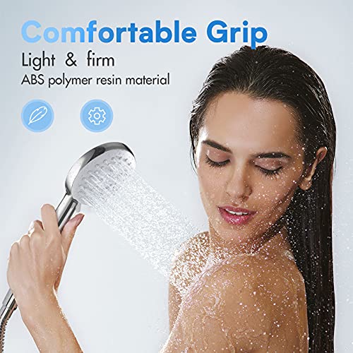 Shower Head with High Pressure, Watersong Water Saving Handheld Shower with 5 Spray Settings, Adjustable Flow, Universal Bathroom Showerhead Easy Install in 2 Minutes Easy Clean with Silicone Jets