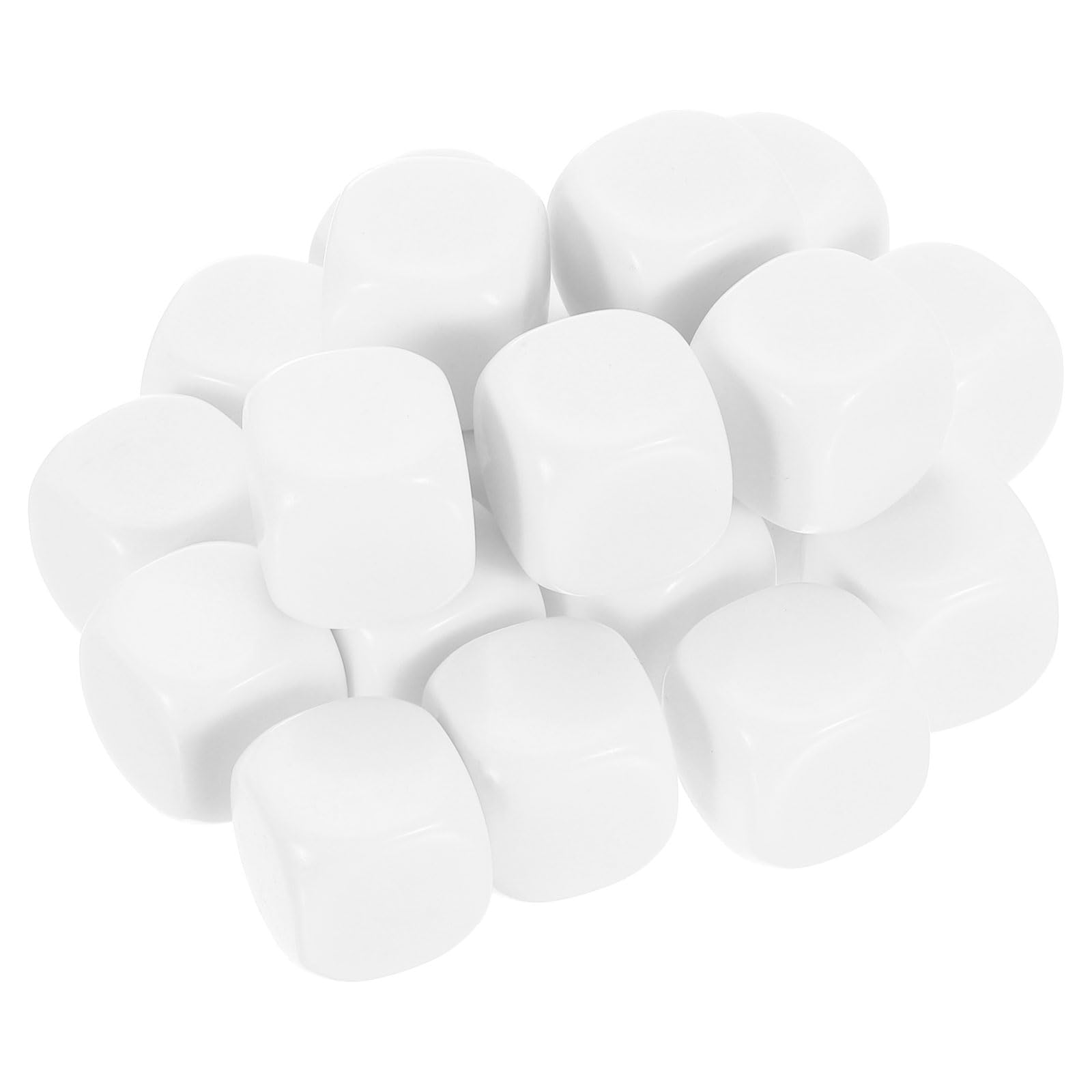 sourcing map 20 Pcs Acrylic Blank Dice Six Sided, 2.2cm/0.87inch Rounded Corners Blank White Dice Cube with Smoothed Surface for DIY Craft Board Game, White β image 1