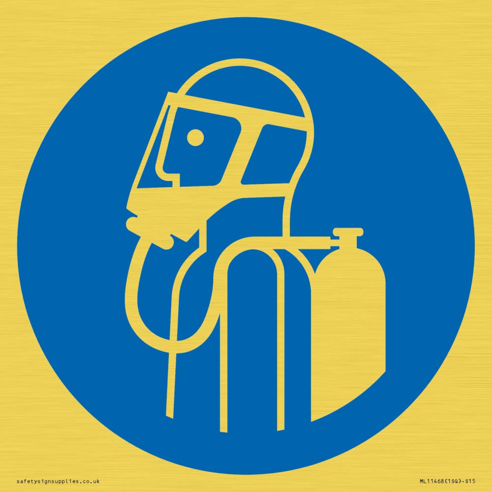 Viking Signs Mandatory: Use self-contained breathing appliance Sign - 150x150mm - S15,Blue/White