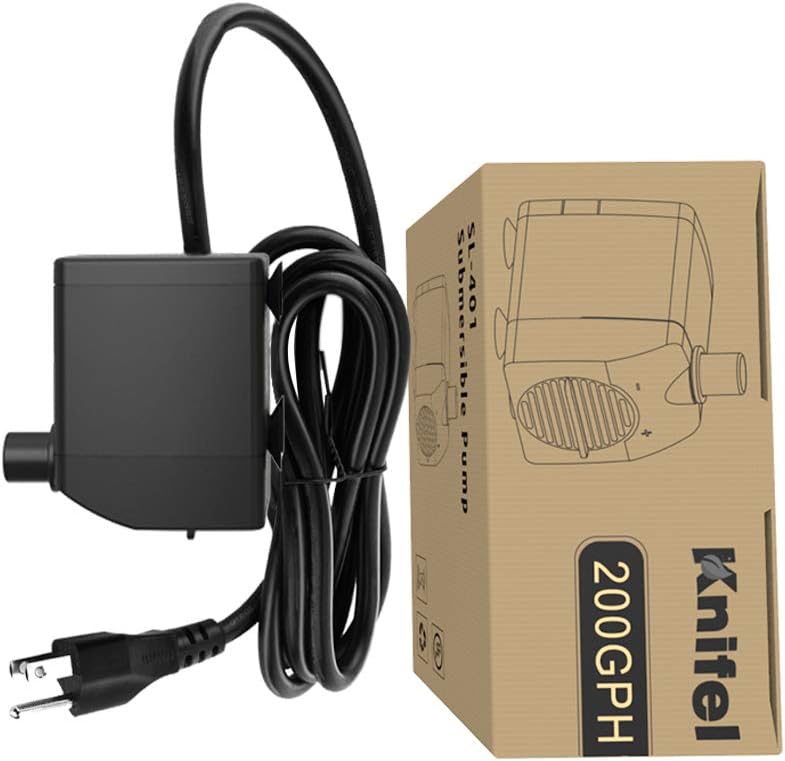 Knifel Submersible Pump 200GPH Ultra Quiet with Dry Burning Protection 5.2ft High Lift for Fountains, Hydroponics, Ponds, Aquariums & More……: Garden & Outdoor