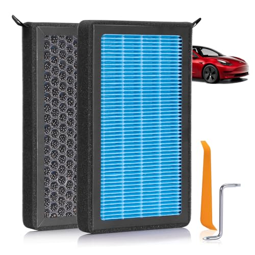 Spurtar HEPA Air Filter for Tesla Model 3 Model Y 2016-2025, 2 Pack Cabin Air Filter Replacement with Activated Carbon for Tesla