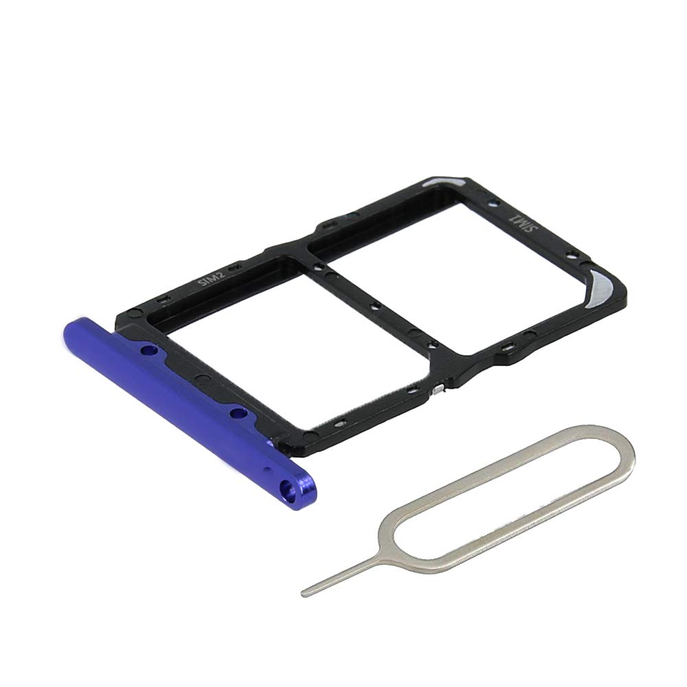 MMOBIEL DUAL SIM Card Slot Tray Holder Replacement Compatible with Huawei Nova 5T 2019 - Incl. SIM Pin - Blue