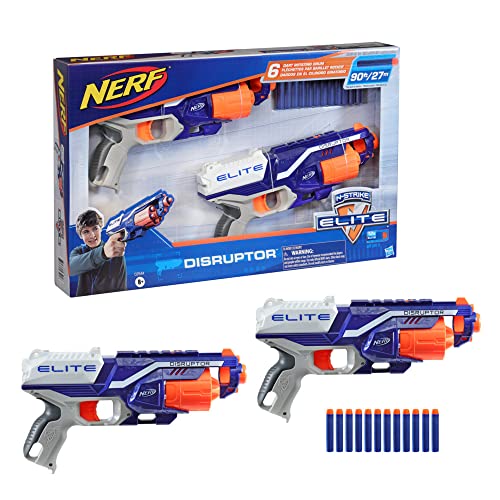 Hasbro Nerf Elite, Disruptor Pack 2, Lanzadores de Dardos de Espuma, Aventura con Amigos, 12 Proyectiles Oficiales, Diversión y Coordinación, Largo Alcance, Juegos de Competición, Regalos para niños