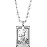 TEAMER Skeleton Tarot Card Necklace Stainless Steel Amulet Marigold Tarot Card Major Arcana Necklaces for Women Men