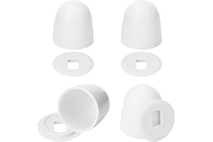 USEAMIE 4 Packs Toilet Bolt Caps, 1.44 Inch Height Universal Push-On White Toilet Floor Screw Cap with Washers for Easy Installation
