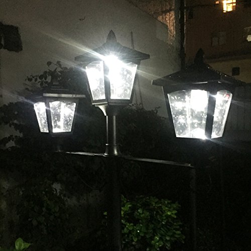 Kanstar 72" Street Vintage Outdoor Garden Triple Solar Lamp Post Light Lawn - Adjustable