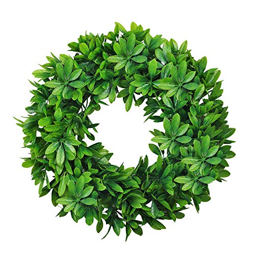 NAHUAA 18 inches Artificial Wreath for Front Door Decor Faux Silk Schefflera Leaf Garland armhouse Spring Home Office Housewarming Gift Easter Decorations