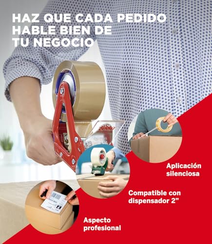 YUREX Cinta Canela 48mm x 135m Industrial 810m Totales Rinde Tres Veces Mas Pack 6 Adhesivo Fuerte y Silencioso sin Residuos Cinta de Embalaje Extra Larga para Cajas y Mudanzas Mas Metros por Rollo