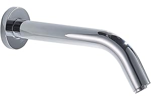 Wall Mount Automatic Faucet with Sensor Stainless Steel Lead Free DC Powered Hands Touch Free Bathroom Tap, Chrome