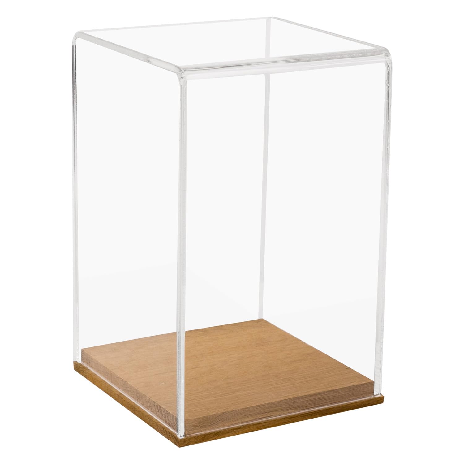 HMF 46881 Acrylic Display Case with Wooden Base for Figures 14 x 14 x 22 cm Transparent
