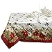 Violet Linen Decorative European Blossom Christmas Tablecloth, Poinsettia & Holly Berry Print - 70