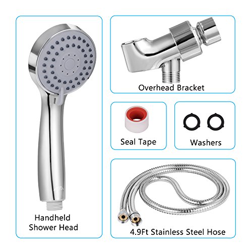 Benewell Handheld High Pressure Shower Head with Hose, Bracket and Teflon Tape - Easy Installation Rainfall Hand Held Showerhead & Adjustable Mount, Best for Massage,Spa - Thumbnail 5