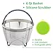 6qt Stainless Steel Steamer Basket Fits InstaPot Pressure Cooker Instant Pot Accessories with Silicone Scrubber Handle and Non-Slip Legs for Steaming Vegetables Fruits Eggs Meats