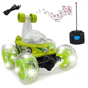 HRK Remote Control Rechargable Acrobatic 360 Degree Twisting Stunt Car with Music & Lights and Charger for Kids ontrol Electric Race Car Boys Toys Kids Gifts Light Multi Color.