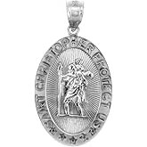 Claddagh Gold St Christopher Medal Patron Saint of Travelers Catholic Protection in Solid Sterling Silver Pendant Necklace and Pendant Only