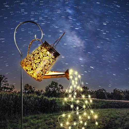 Solar Waterfall Lights,Solar Waterproof Charging Board,Solar Watering can with Cascading Lights,Outdoor Light String Fairy LED Lights Waterfall Hangin