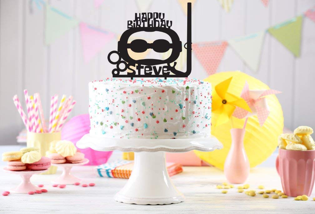 Customizable Birthday Cake Topper Pool Party Cake Topper Pool