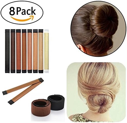 8 Pack Magic Hair Styling Disk Donut Bun Maker Former Foam French Twist Hairstyle Clip Fashion DIY Doughnuts Hair Bun Making Curler Roller Tool, DAXUN Hair Band Accessory (8 Colors)
