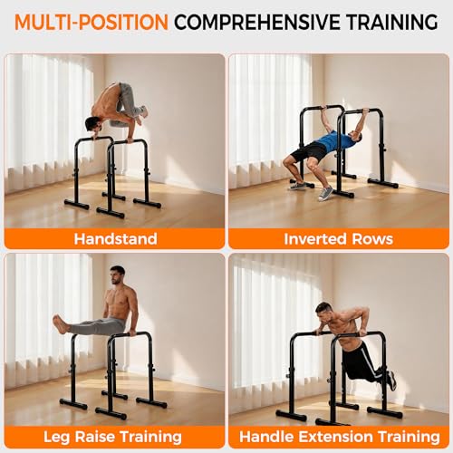 Heavy Duty Adjustable Height & Portable Multifunction Dip Stand Fitness Bar With Safety Connector for Home Training dip Bar Station, Body Press Bar, Perfect for Dips, Pull-Ups, Push-Ups