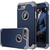 iPhone 6 Case,iPhone 6s Case,Fingic Full-Body Cover 3 in 1 Hybrid Hard PC & Soft Silicone Heavy Duty Rugged Bumper Shockproof Protective Phone Case for iPhone 6/6S (4.7 inch),Navy Blue+Gray