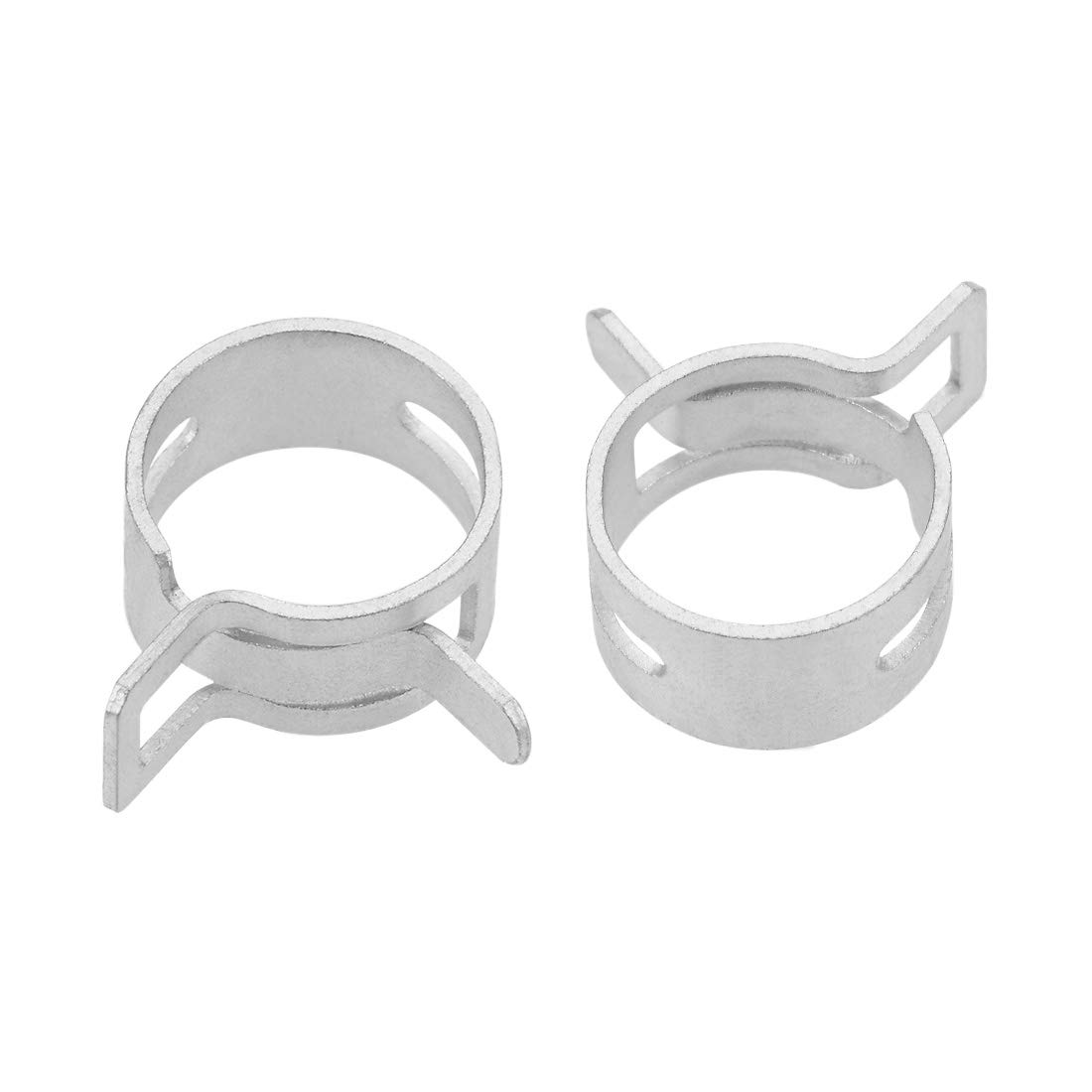 uxcell Spring Band Type Clamp 14mm Inner Dia Fit 14.5-15.2mm OD Hose Fuel Line Silicone Tube Clips Clamp Silver Manganese Steel 10Pcs