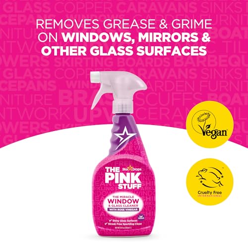 THE PINK STUFF STARDROPS MIRACLE WINDOW AND GLASS CLEANER WITH ROSE VINEGAR SPRAY 750ML 20759