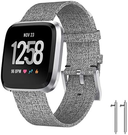 Compatible Fitbit Versa Lite Watch Band Woven Fabric Replacement Watch Band Adjustable Wristband Straps for Men Women, fit 5.51'' - 7.87'' Wrist Versa Lite Breathable Band (Gray)