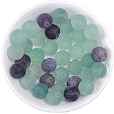 Natural Stone Beads 8mm Matte Fluorite Beads Gemstone Beads Round Loose Beads Crystal Energy Stone Healing Power for Jewelry Making DIY,1 Strand 15"