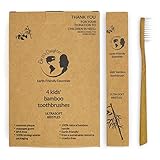 Toothbrush – As Seen On E! TV With Kathy Ireland! – Kids Natural Bamboo Toothbrush – Extra Soft Bristles For Kids 18 Months and Up – BPA-Free – 4 Pack
