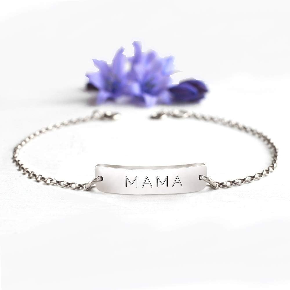 Personalised Sterling Silver MAMA Bar Bracelet