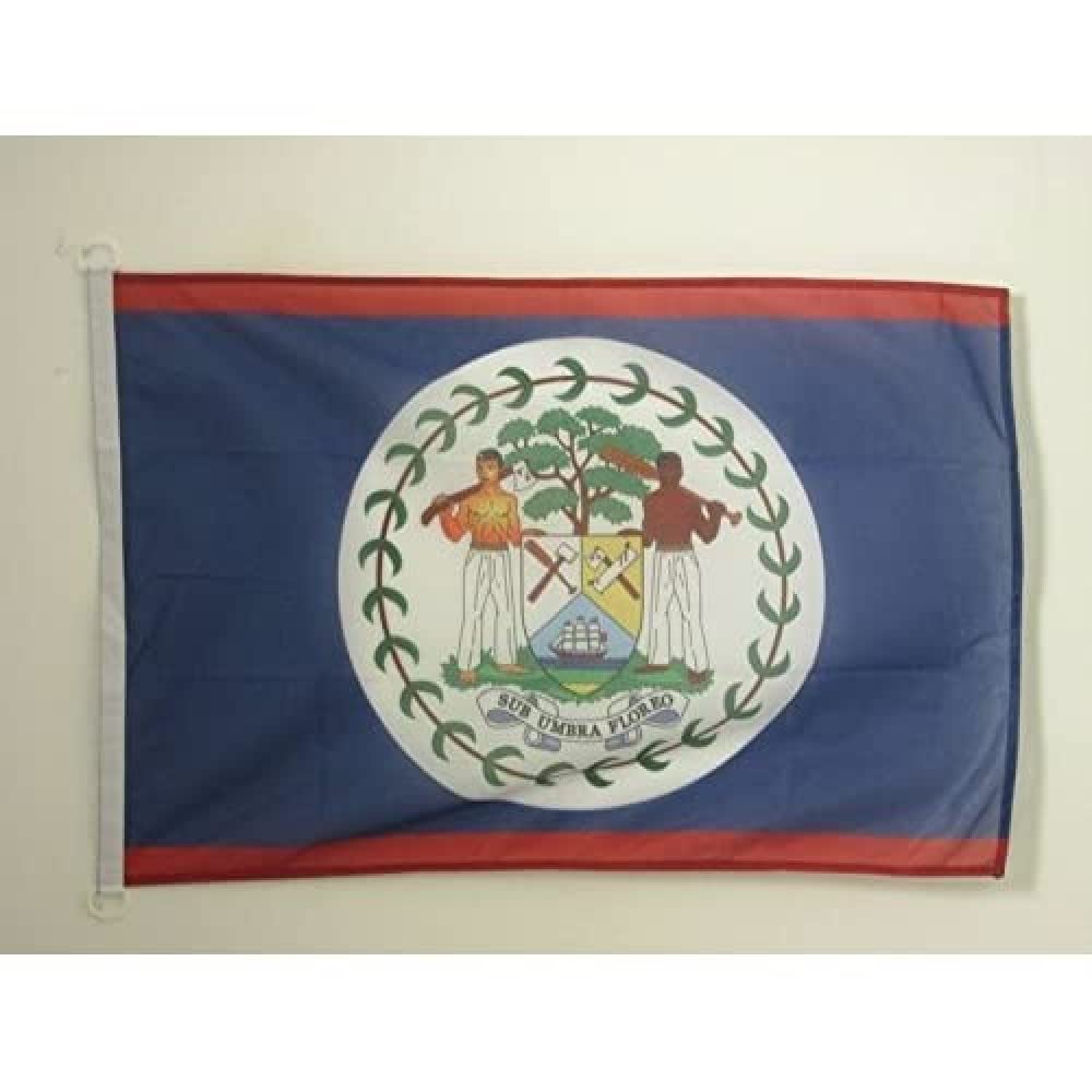 AZ FLAG - Belize Flag - 2x3 Ft - For Outdoor - Belizean Banner Knitted Polyester with Two Plastic Rings - Fade Resistant - Vivid Colors - 2' x 3' Feet - 90x60 Cm