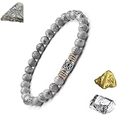 Kartini Studio Grey Jasper Bracelet, Natural Stone and Sterling Silver Beads Bracelet, Quality Bead Jewelry for Men
