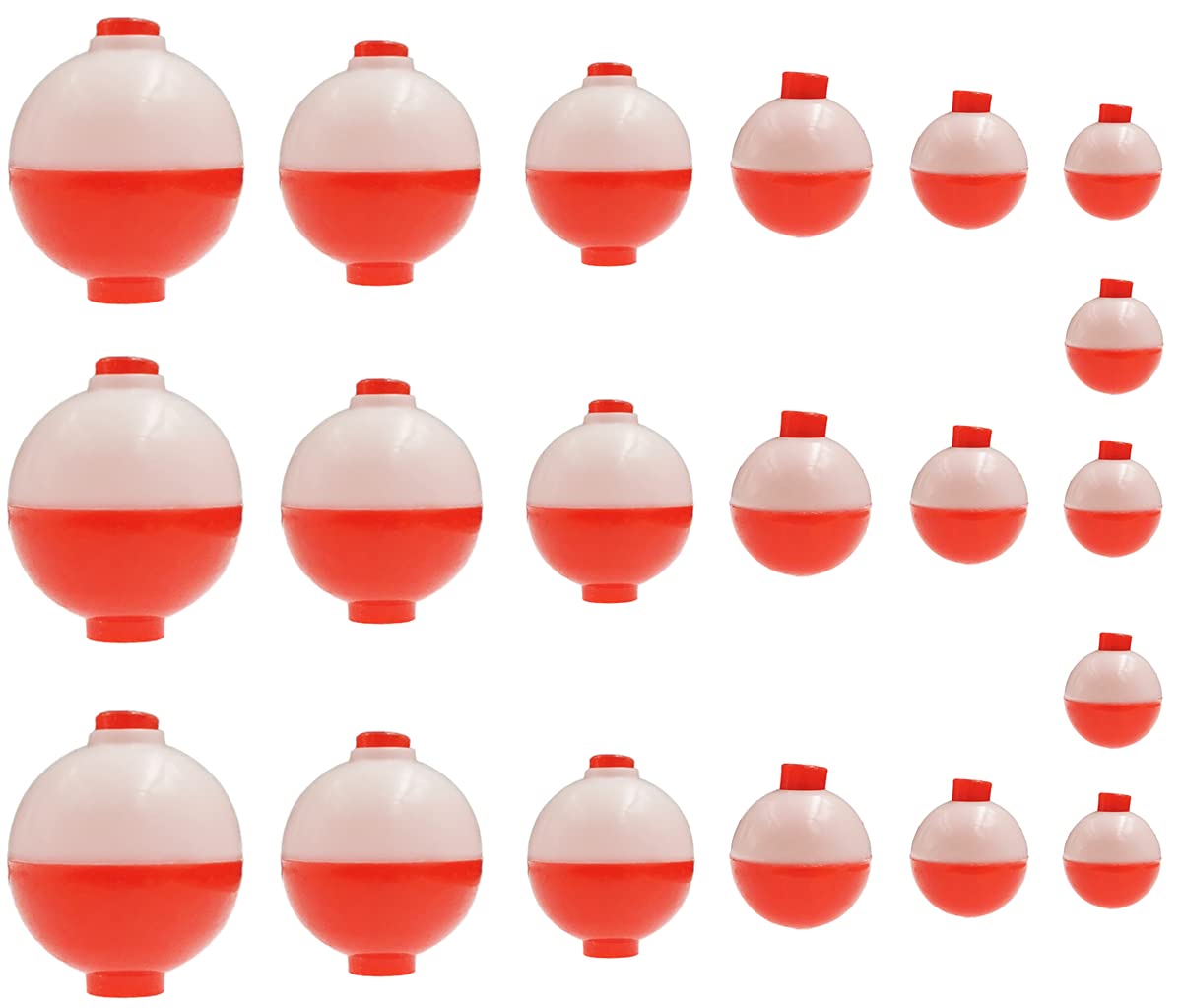 Fishing Snap-On Floats Set: 20pcs Fishing Round Bobbers Assorted Size